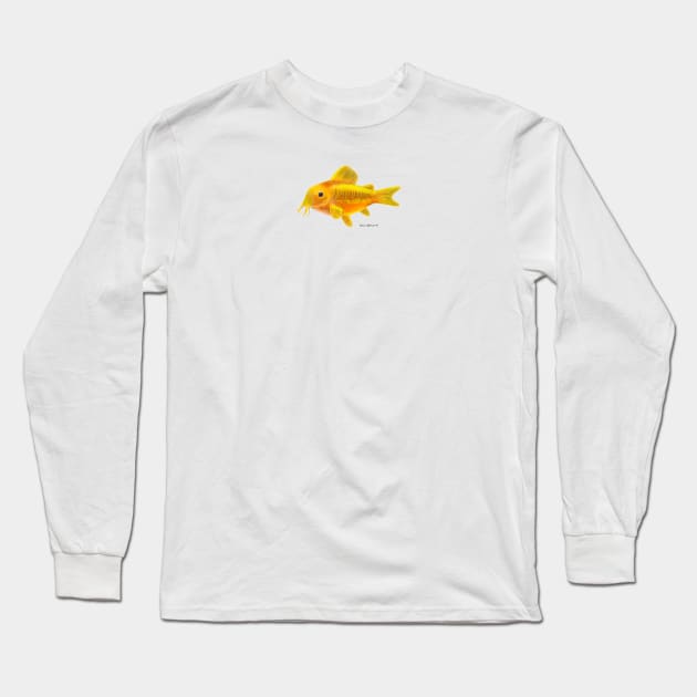 Gold Laser Corydoras Fish Long Sleeve T-Shirt by julianamotzko